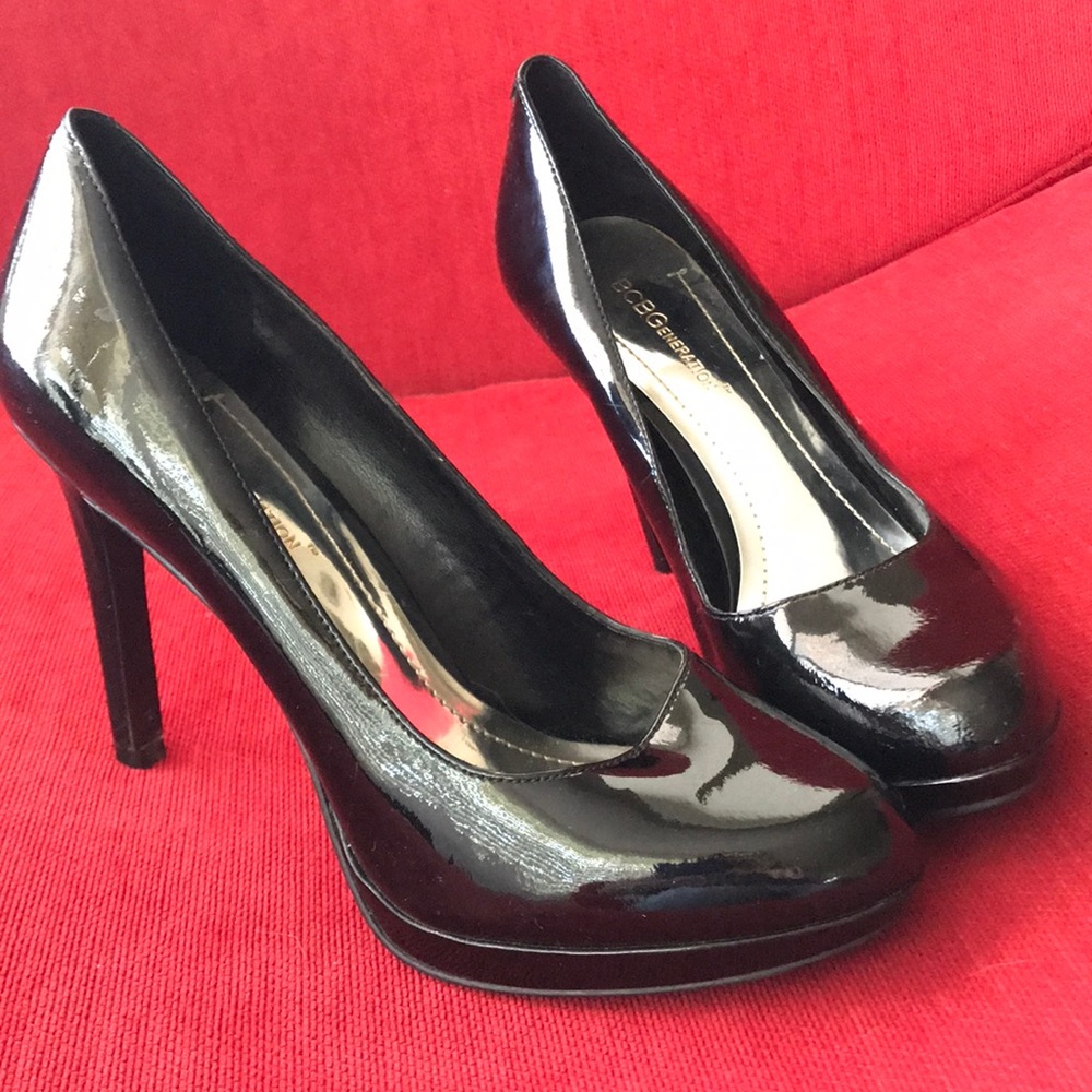 BCBG Generation Black Patent Pumps